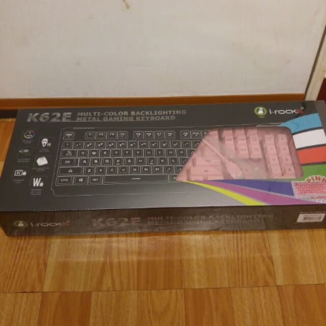 i-Rocks K62E 艾芮克 多彩背光鋁合金遊戲鍵盤 粉紅