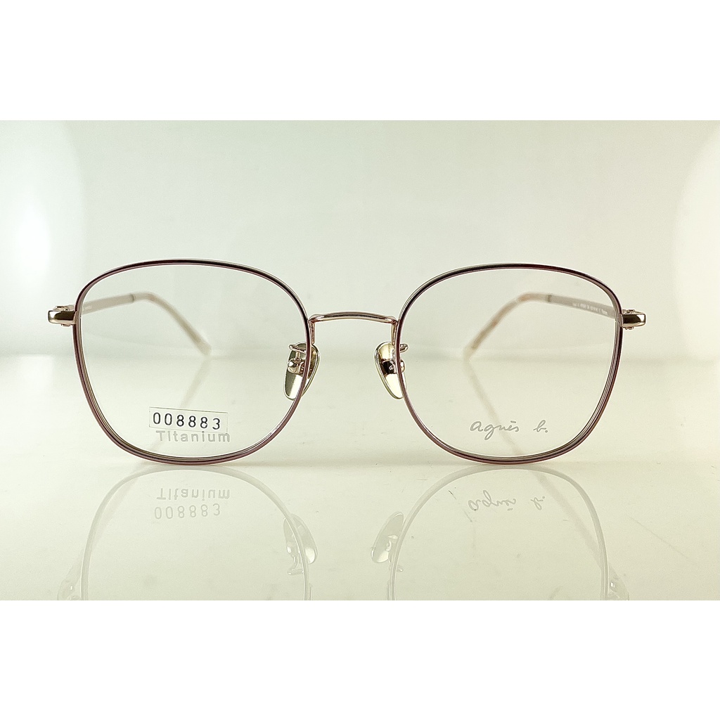 ☆高雄眼鏡站☆全新正品 agnes b. AB70039 c04 純鈦淺金滾粉紫線圈