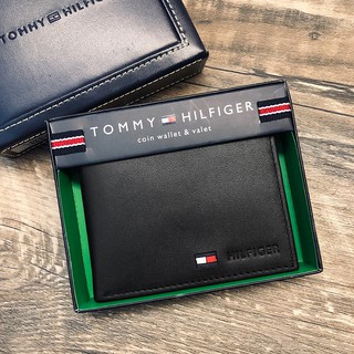 美國百分百【全新真品】Tommy Hilfiger 皮夾 TH 短夾 錢包 證件夾卡夾票夾 零錢袋 男夾 黑色 H678