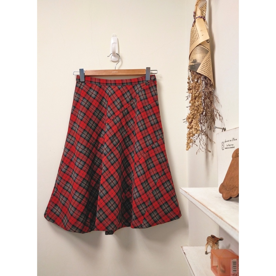 [二手] 九成新 cantwo 紅綠格紋 蘇格蘭裙 CANTWO