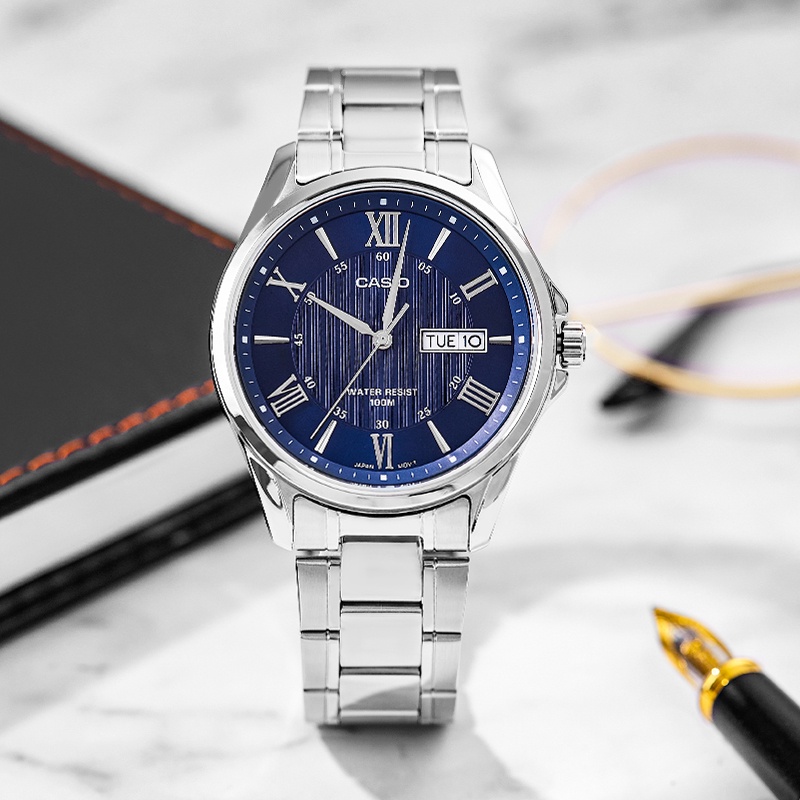 &lt;秀&gt;CASIO專賣店公司貨附保證卡及發票時尚羅馬紳士腕錶MTP-1384D-2A