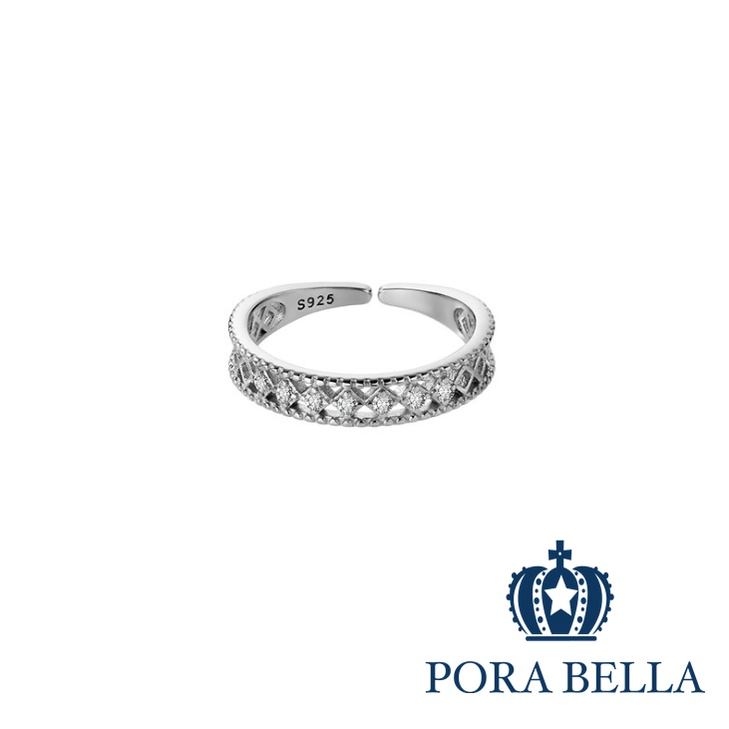 <Porabella>925純銀鋯石戒指 小眾私藏設計款 可調開口式 銀戒 Rings