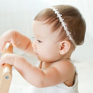 [森林小熊] 細緻珍珠小花 嬰兒 兒童 寶寶 髮帶頭飾