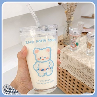 ☁臺灣出貨☁ins風吸管玻璃杯 玻璃水壺 隨行杯 隨身杯 吸管杯 運動水壺 杯子 耐熱玻璃 兩用水杯 咖啡杯 水杯 水壺
