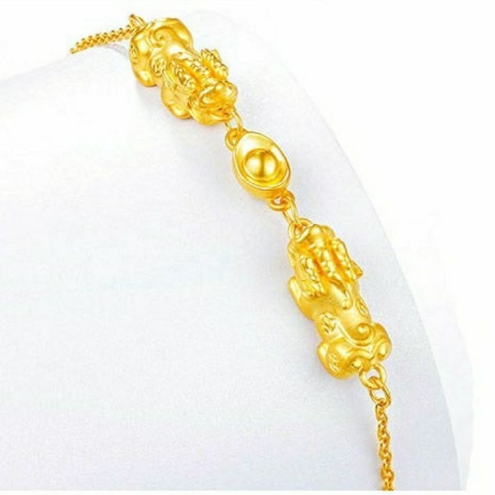 越南沙金黃金色手鏈新款貔貅吊墜招財辟邪元寶手鍊套裝女款送愛人禮物
