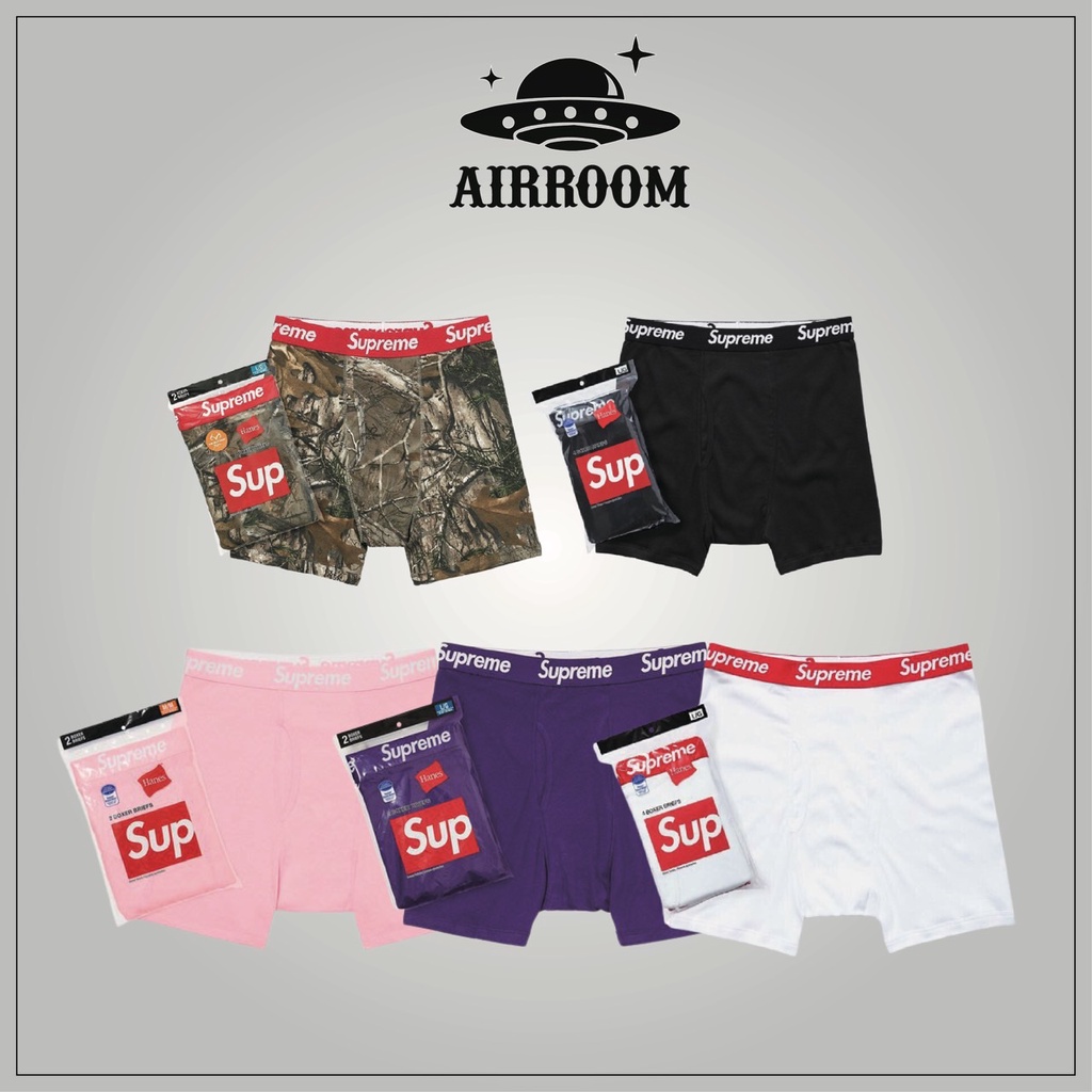 AirRoom 全新正品現貨 Supreme HANES BOXER BRIEFS 內褲 黑 白 紫  粉 樹紋