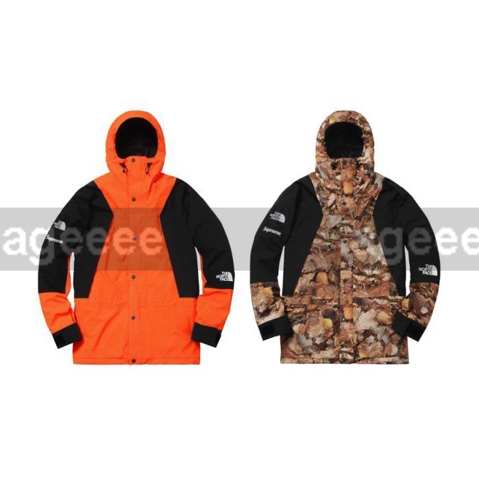 全新品supreme X North Face Mountain Light Jacket 黑橘落葉楓樹登山外套 蝦皮購物