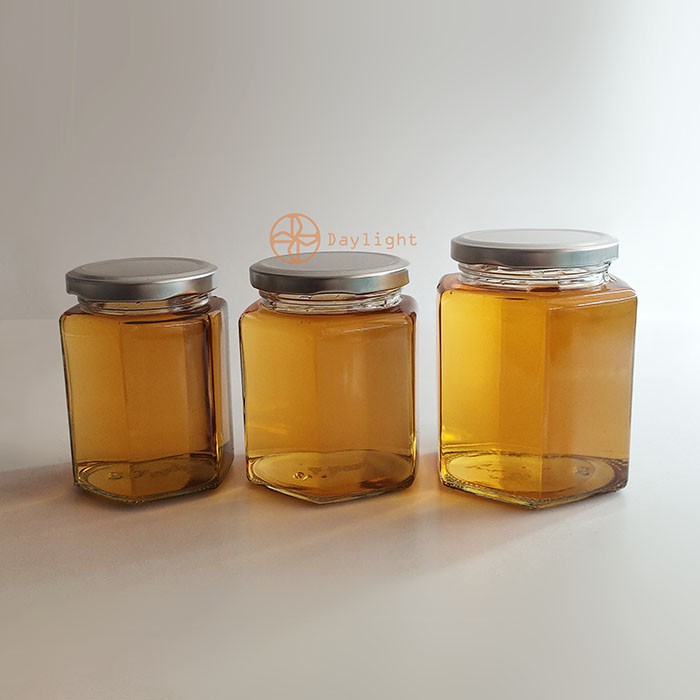 【Daylight】現貨-玻璃瓶 六角瓶 含銀蓋280/380/500cc果醬瓶 醬菜瓶 蜂蜜瓶 醬料玻璃罐