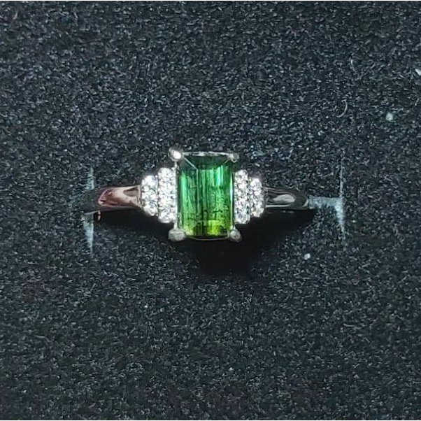 《晶華》天然 綠碧璽 裸石 鑲嵌 戒指 s925  01V09