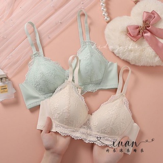 Xuan♥內衣女學生小胸聚攏法式薄款透氣蕾絲少女無鋼圈文胸收副乳小胸罩