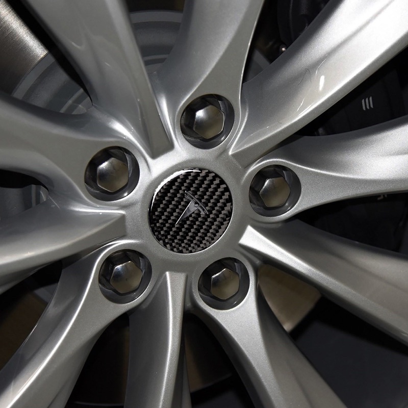 現貨品質 特斯拉Tesla model 3改裝真碳纖維車輪轂裝飾貼 鋁圈標貼 58mm