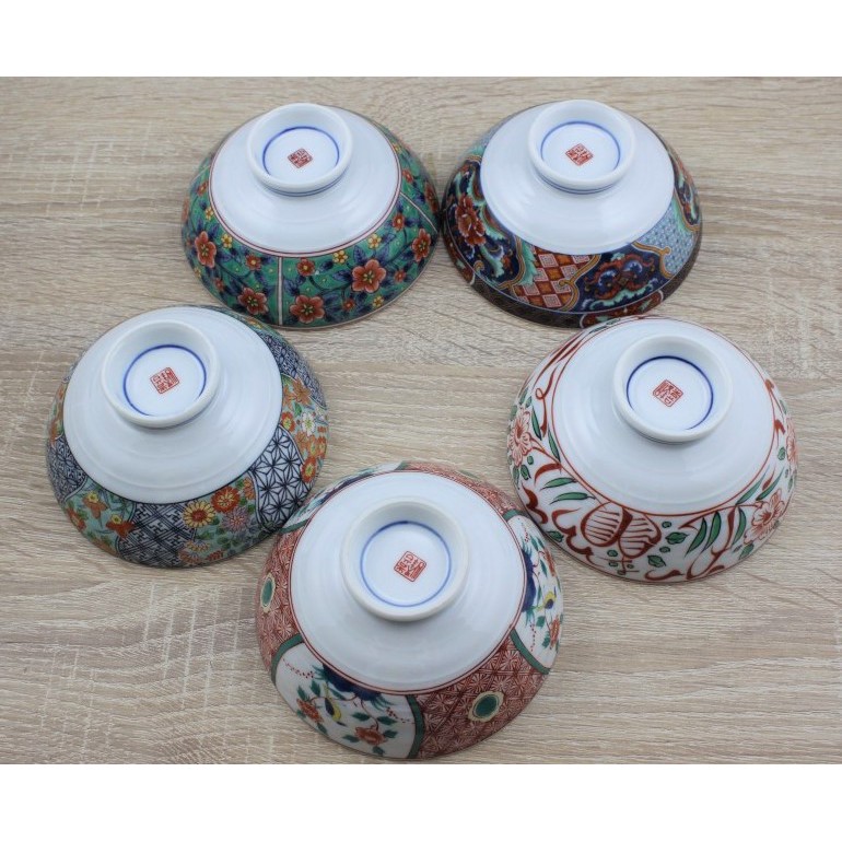 日本製喜峰窯瓷器瓷碗茶杯小碟各5入5種花色半紙盒裝1800516 | 蝦皮購物