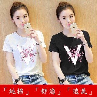 【臺灣現貨】🌸大尺碼唯美梅花彈性純棉上衣／Ｍ～４ＸＬ🌸🍁楓の小舖🍁
