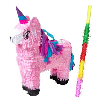 派對城 現貨【造型皮納塔(附棒)-粉色獨角獸】 歐美派對 皮娜塔 PINATA生日派對 小玩具 派對佈置 拍攝道具