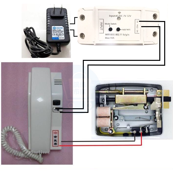 台灣免運 傳統公寓對講機APP遠端開門 WIFI&RF433雙向遙控 易微聯DCRF 手機遠端遙控 磁力鎖門禁開門