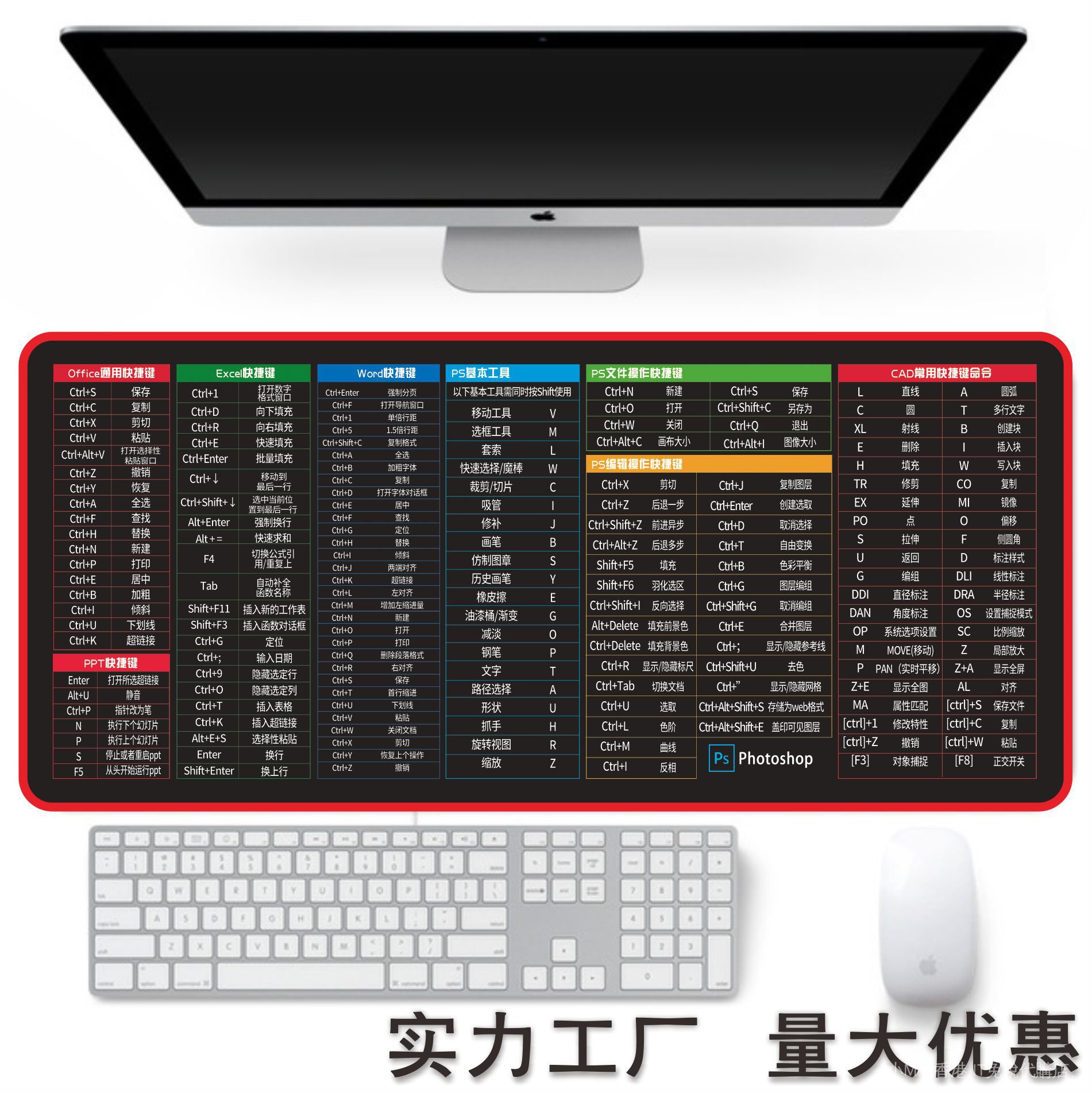 新品現貨 廣告鼠標墊定製批發網吧遊戲大號加厚卡通鎖邊吃雞快捷鍵鍵盤桌墊 蝦皮購物