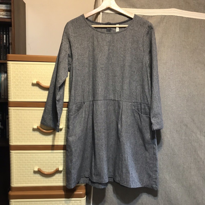 日系女子無印風灰洋裝 蝦皮購物