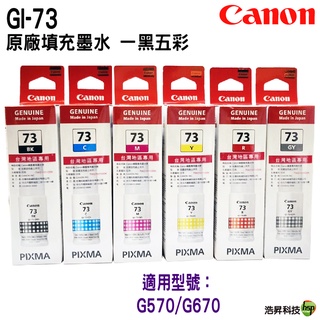 Canon GI-73 Canon 73 原廠填充墨水 適用 Canon G670 G570 六色一組