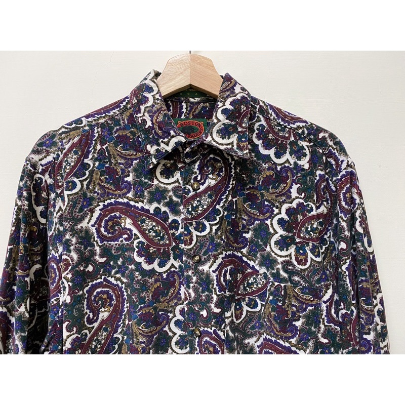 【 豔遇古著 】Boston Traders稀有花紋變形蟲襯衫美製100%棉絨布