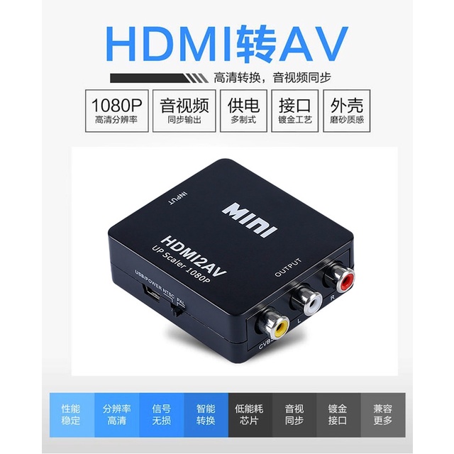 發票價 台灣發貨 HDMI轉AV轉換器  穩定供電版 轉換器 任天堂 PS2 擴大機 可接有HDMI裝置
