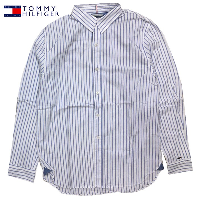 。小虎.挖寶庫。全新Tommy Hilfiger襯衫藍白直條紋長袖襯衫牛津襯衫。