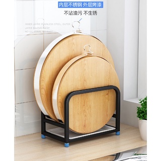 優品#菜板收納架 #砧板架 *新款雙層不銹鋼砧板架子座落地大圓厚菜板架廚房檯面收納架壁掛置物架191
