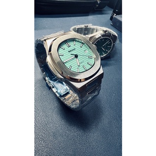 訂製無現貨【改錶玩面】Seiko Mod 精工改裝 PP 蒂芬妮綠 金鷹 鸚鵡螺款 藍寶石玻璃機械錶