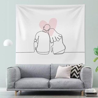 觀海線條人物素描掛布簡約情侶掛毯床頭裝飾布送星星燈激情浪漫房間臥室宿舍背景布 蝦皮購物