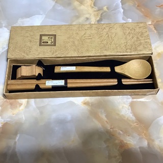 全新 木製 環保 湯匙 筷子 筷架 筷子架 盒裝 餐具 組