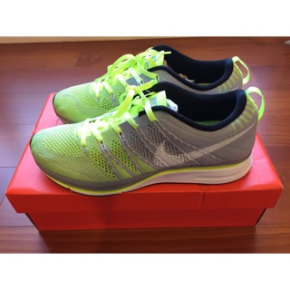 Nike Flyknit Trainer + 針織 飛梭 螢光 灰色 運動 慢跑鞋 US8 日本公司貨
