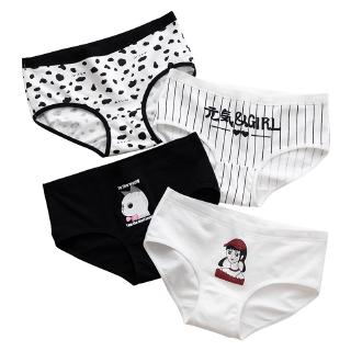 日系女生條紋流行內褲 純棉無痕運動 性感大尺碼 軟妹可愛卡通 加大包臀 女生時尚印花三角褲 少女韓版小清新 免運
