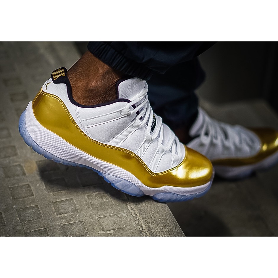 jordan 11 low white and gold