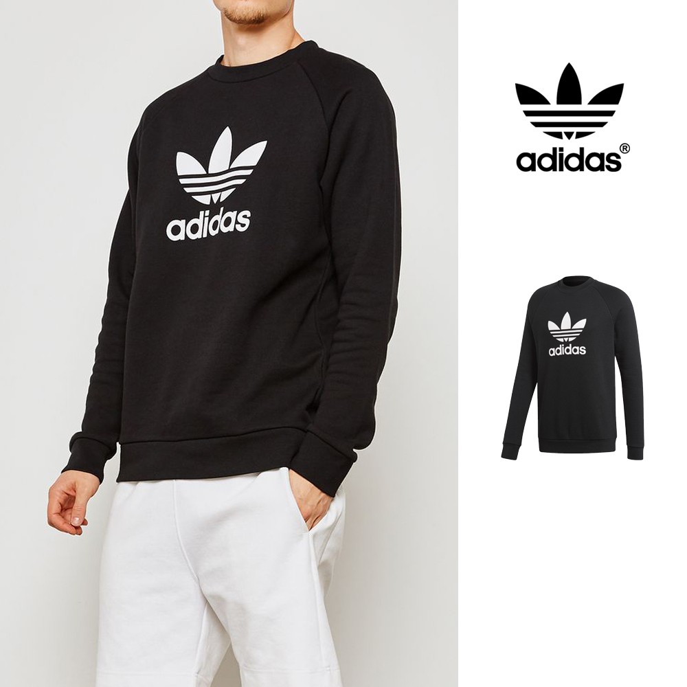 Adidas Originals 黑 大學T 衛衣 運動 休閒 純棉 三葉草 基本款 Logo