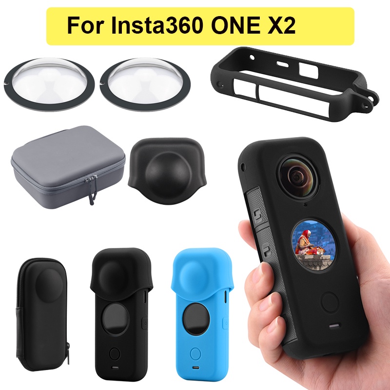 適用 Insta360 ONE X2 矽膠套 鏡頭蓋 保護鏡 保護邊框 收納包 Insta360 ONE X2配件 副廠