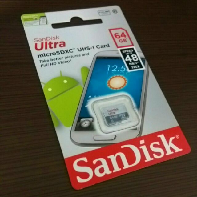 全新最後降價。SanDisk Ultra microSD UHS-I 64GB記憶卡-白