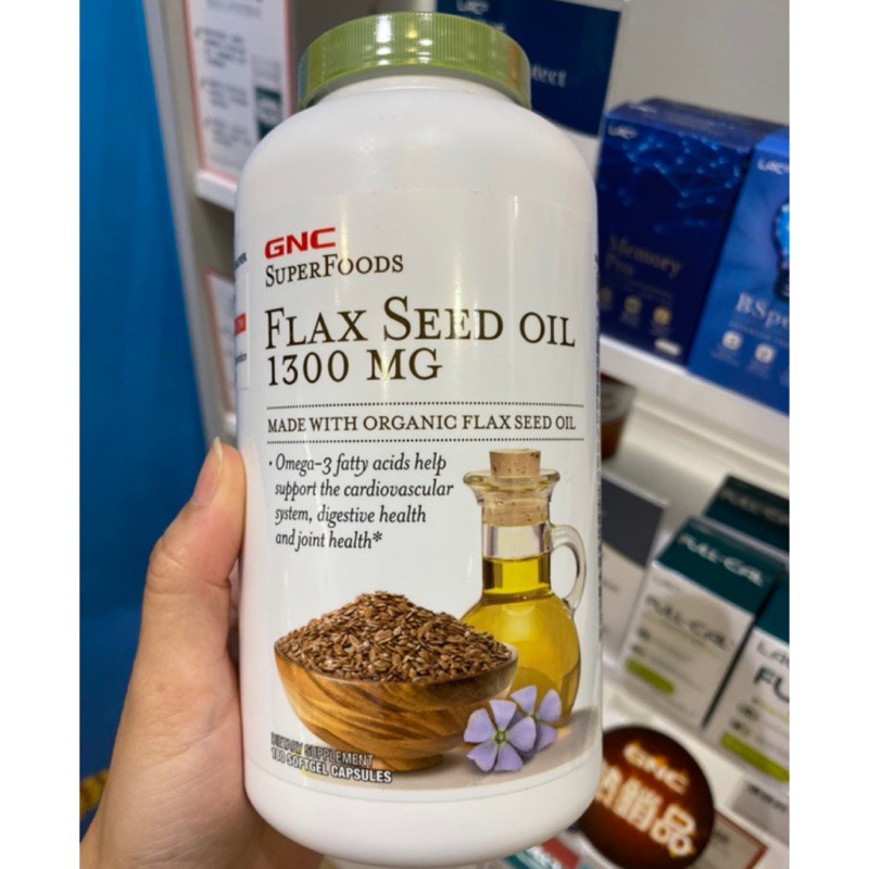 【On代購】 GNC Flax seed Oil 亞麻仁油膠囊 亞麻籽油 天然亞麻子油 魚油 1300mg 素食