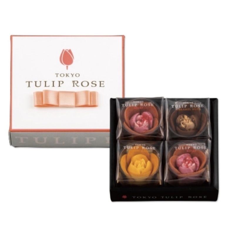 現貨馬上出 tokyo tulip rose 鬱金香玫瑰花朵 手工餅乾 4入盒 日本伴手禮