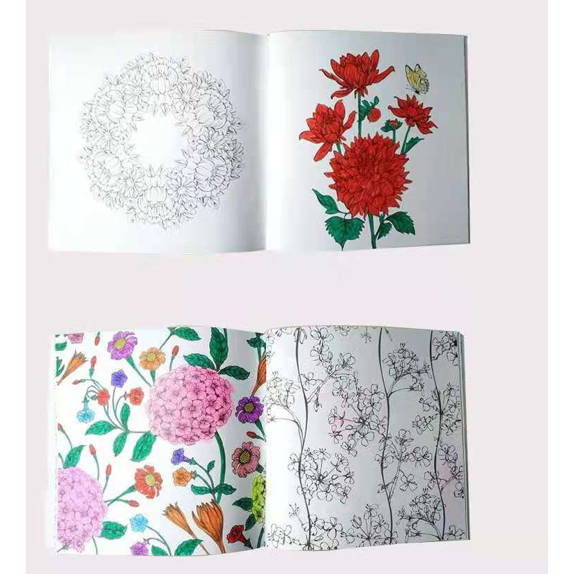 現貨 舒壓著色本畫畫本塗鴉本韓國flower Garden涂色本花的庭院成人減壓花卉花朵涂鴉繪畫著色 現貨秒發 蝦皮購物