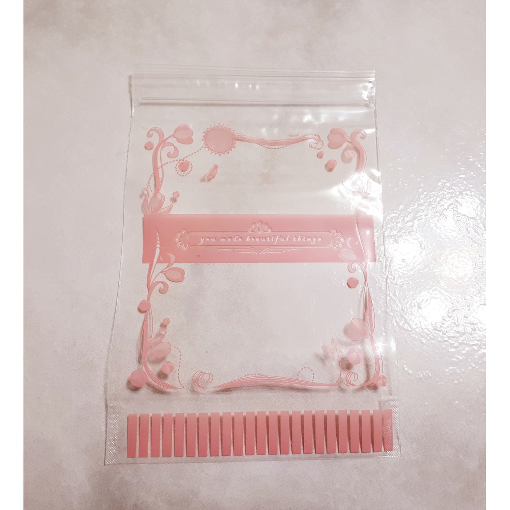 球球粉色花朵可站立夾鏈袋 PP材質 50個/包 六兩 台灣製 手工餅乾袋 零食袋 糖果袋
