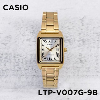 【金台鐘錶】CASIO 卡西歐 簡潔大方的方形(女錶) (哈韓) 必備的基本錶款(羅馬面) LTP-V007G-9B