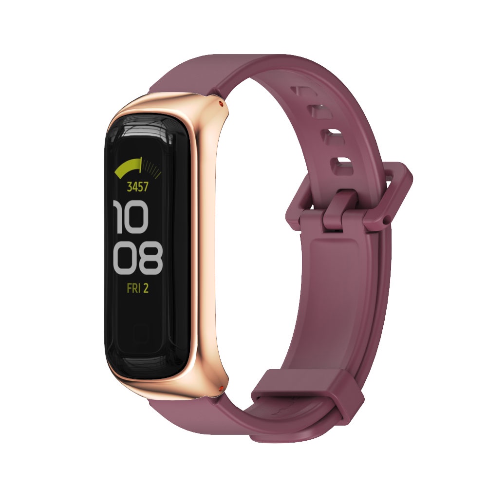 SAMSUNG 錶帶適用於三星 Galaxy Fit 2 Fit2 手鍊 SM R220 軟矽膠運動錶帶金屬框架替換錶帶