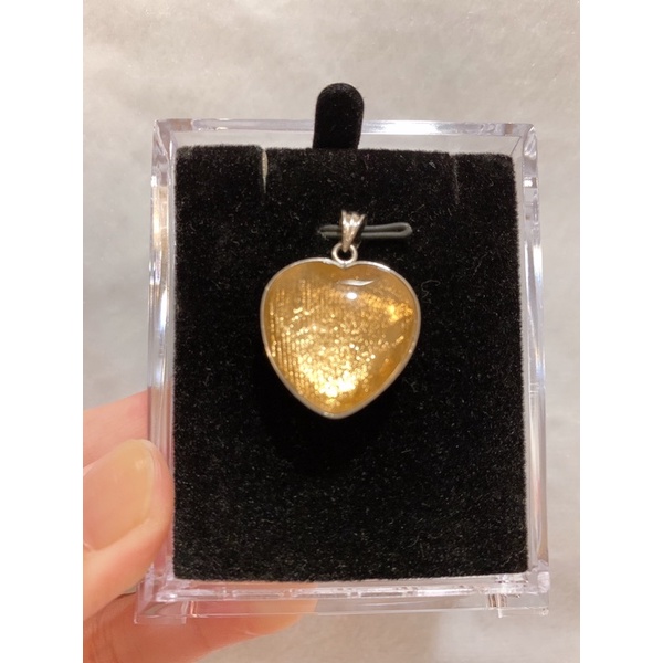 天鐵隕石（🟡黃金天鐵）（心型，雙面）（21mm)，贈黃色鋼繩