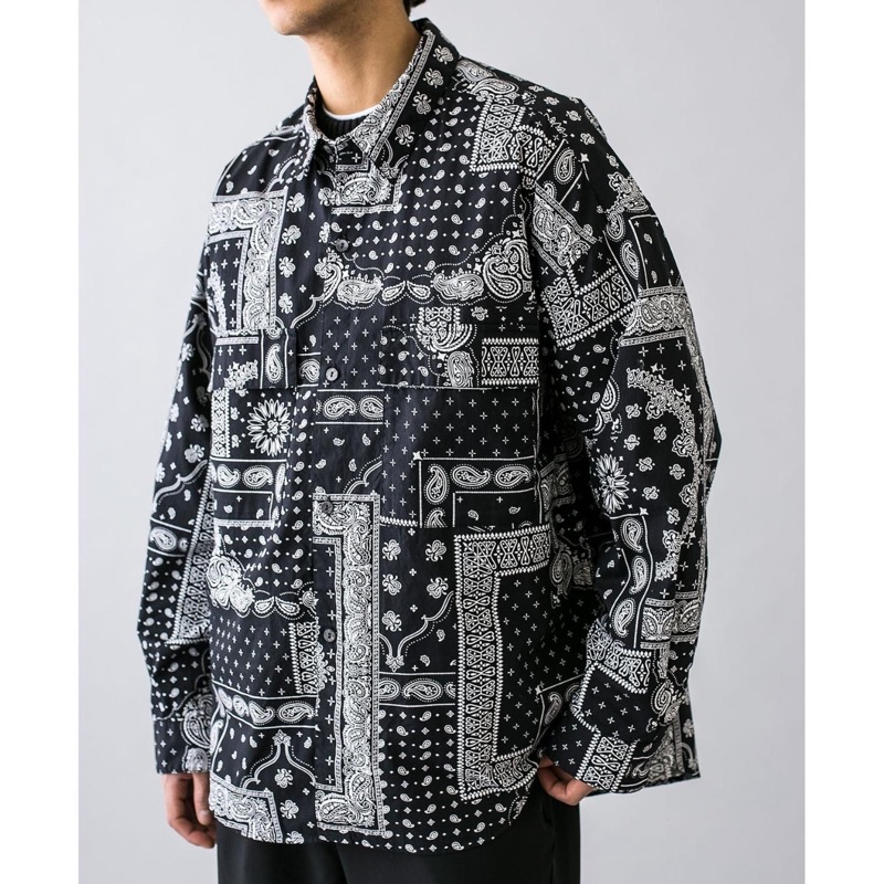 日本 Monkey Time Broad Paisley Print Over Sized Cpo長袖襯衫 蝦皮購物