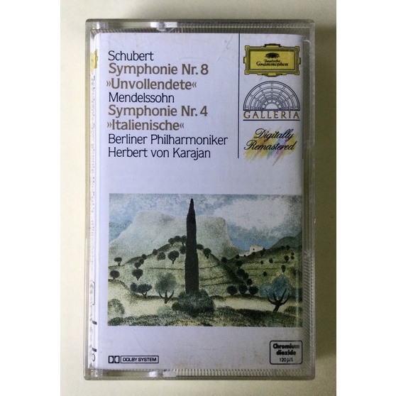 歐洲卡帶-舒伯特未完成交響曲·孟德爾頌義大利交響曲 卡拉揚指揮柏林愛樂 1980 Deutsche Grammophon