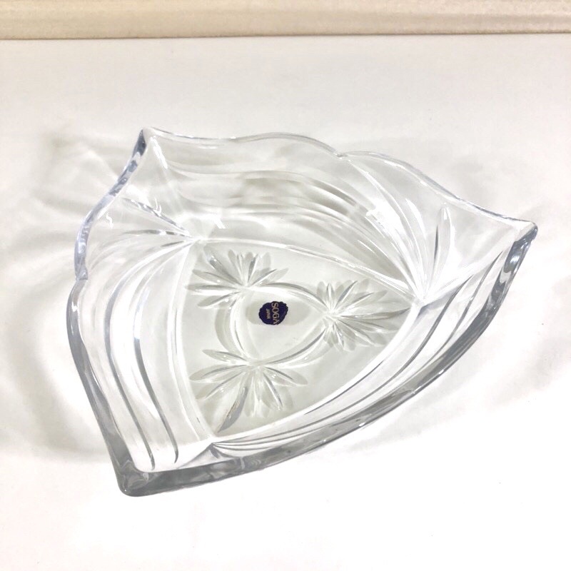 《全新》日本製造SOGA水晶玻璃 立體浮雕花 點心盤 水果盤A800W