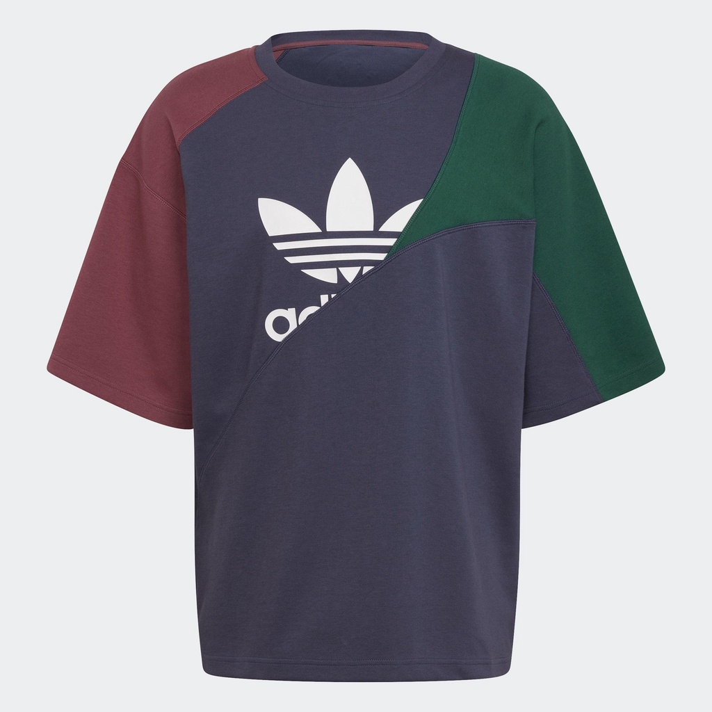 Adidas ADICOLOR 男裝 短袖 T恤 落肩 寬鬆 重磅 拼接 紫紅綠【運動世界】HC4497