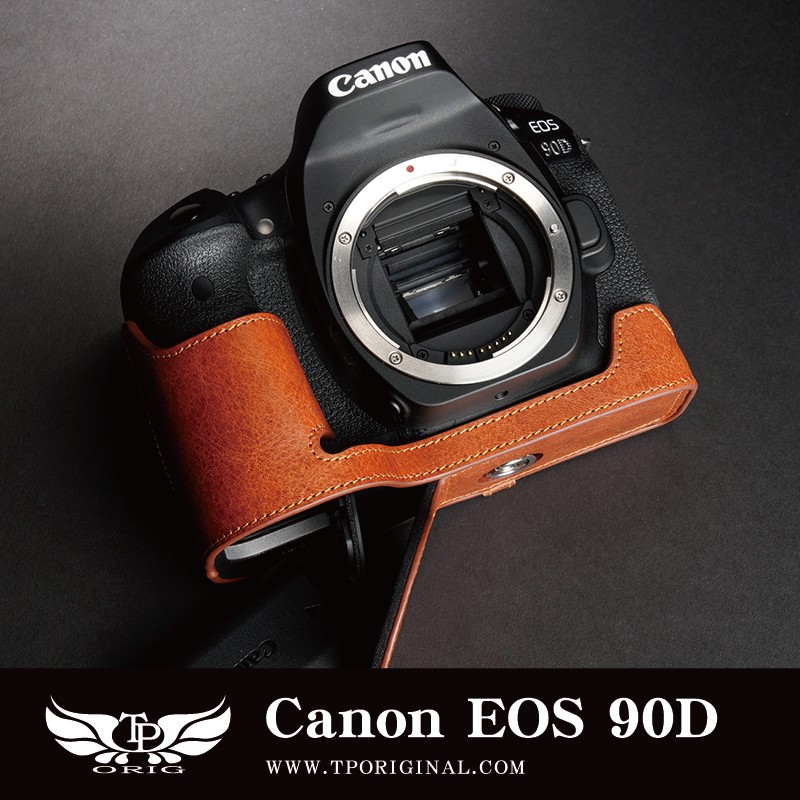 【台灣TP】 適用於 Canon EOS 90D 開底式真皮底座 牛皮 相機包 皮套
