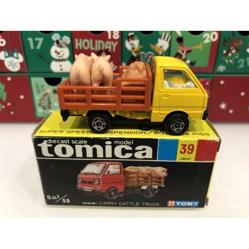Tomica 絕版美品日製日本製no 39黃頭白內裝豬車附2隻日本製豬隻中古品 蝦皮購物