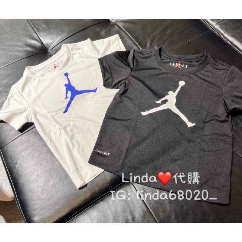 Linda❤️代購 Nike air Jordan 喬登 黑色 白色 童裝 排汗 運動 短袖 短T 短袖 上衣