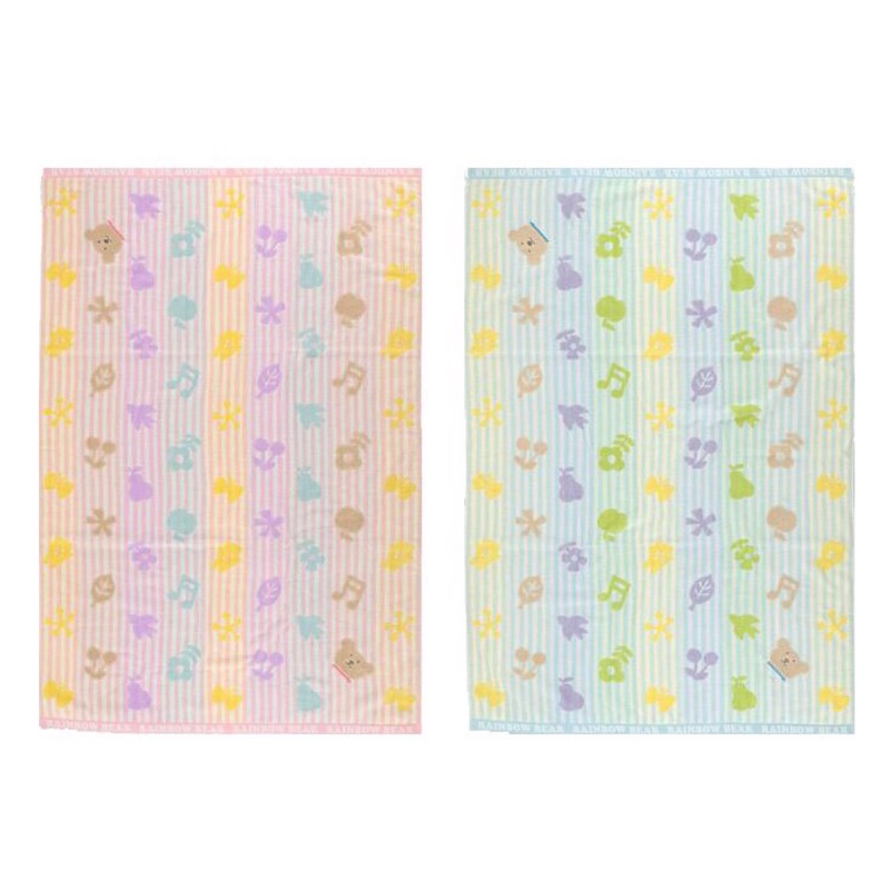 *預購*日本製 rainbow bear 彩虹熊 新款 今治 毯子 大浴巾 毛巾被 蓋被 100×145 條紋 糖果